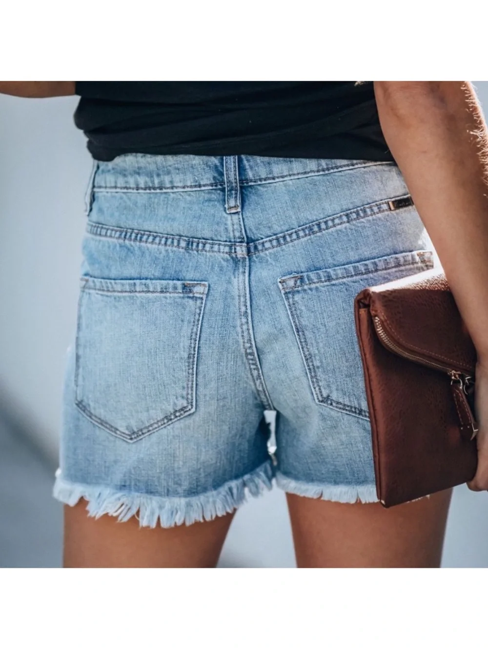 KanCan Distressed High Rise Jean Shorts, Size L